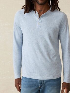 Faherty Long Sleeve Cloud Henley Light Blue Heather